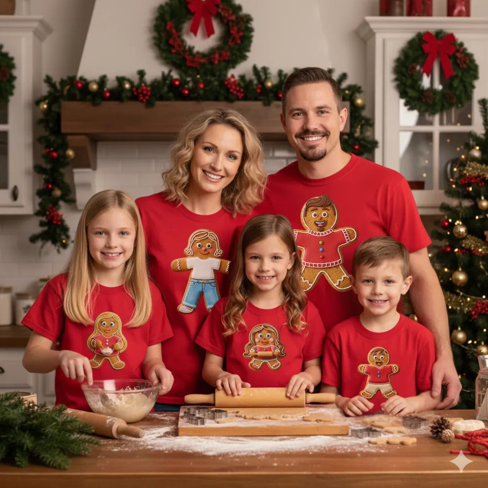 Ai design T-shirt - Personalized gingerbread portrait for the whole family